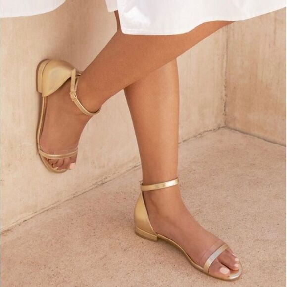NIB JustFab Gold Gabbi Minimalist Sandals - Size 6.5 - Picture 2 of 16